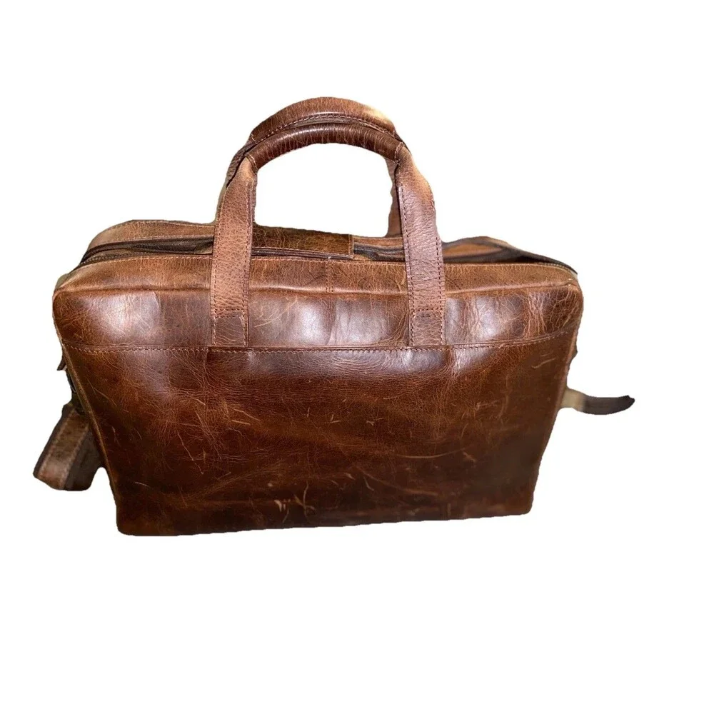 VTG Levinson Leather Goods Parker Messenger Work Bag Brown Buffalo Briefcase USA